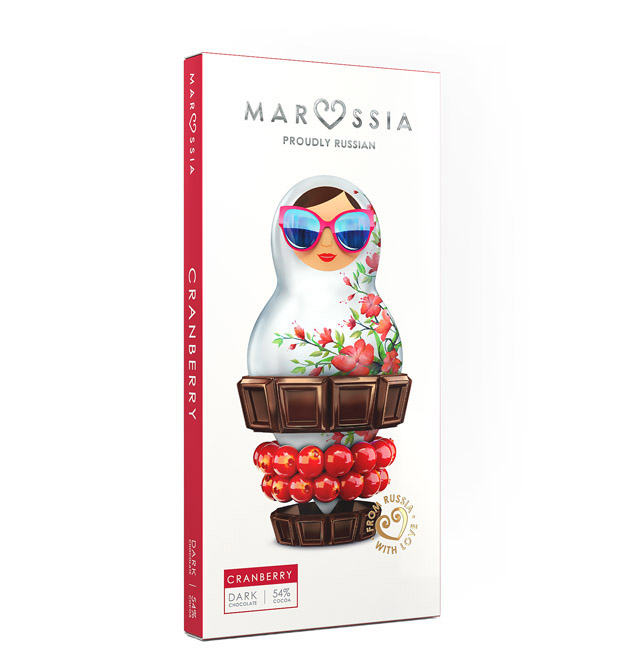 Шоколад "MARUSSIA" Темный с клюквой 54%, 100гр