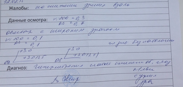 Окулист запись. Диагноз миопия. Диагноз окулиста здоров. Диагноз офтальмолога если зрение +1,5. Скиаскопия в норме заключение.