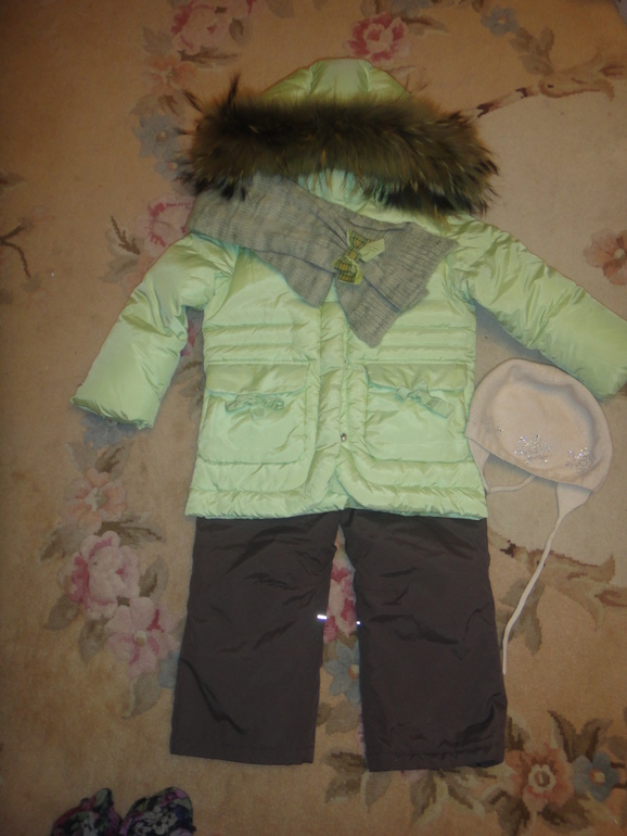 Пуховик amore+штаны+шапка и шарф р.