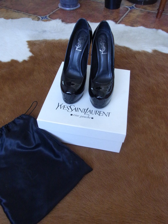 YSL double tribute!!!ОРИГИНАЛ, черный лак, размер 38,5!!!
