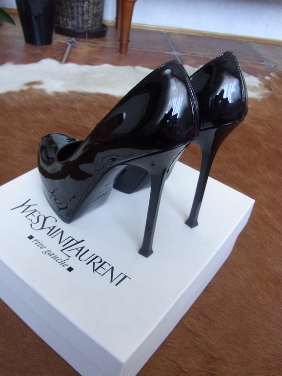 YSL double tribute!!!ОРИГИНАЛ, черный лак, размер 38,5!!!