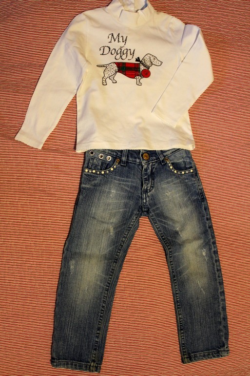 Комплект джинсы Monnalisa + лонгслив Blumarine Baby, 3 года, 1500 рублей