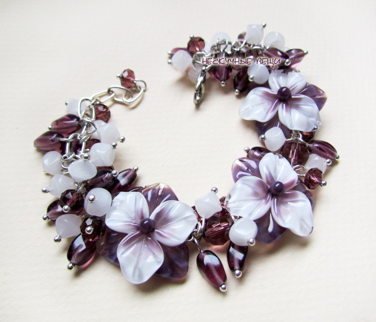 Браслет "Аметистовые цветы"
