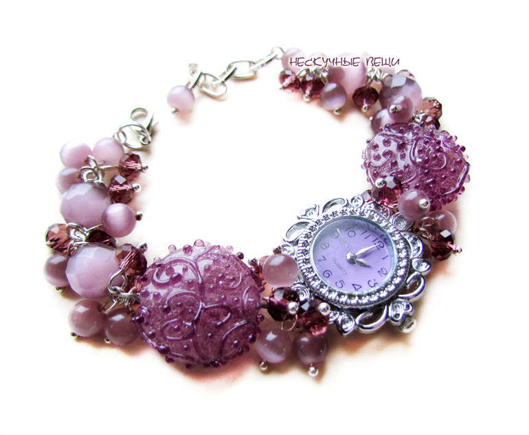 "Кружевной узор" наручные часы с бусинами лэмпворк
