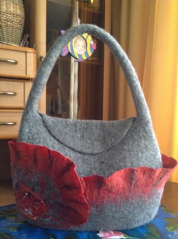 Стильная сумка. 100% шерсть. Валяние