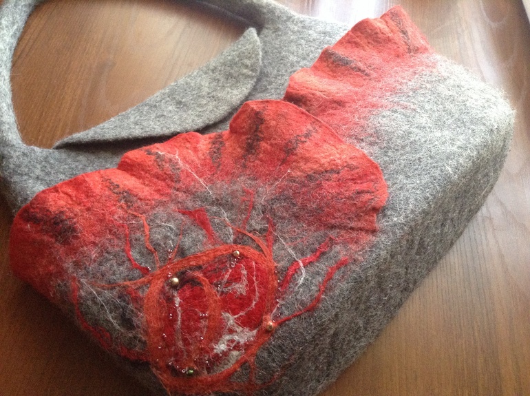 Стильная сумка. 100% шерсть. Валяние