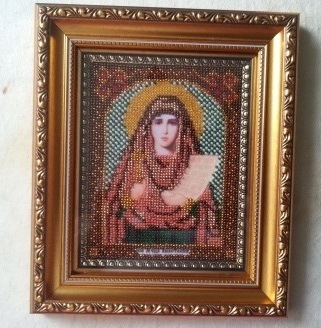 Иконы вышитые бисером. Святая Людмила, Св. Валентина, Св. Анастасия