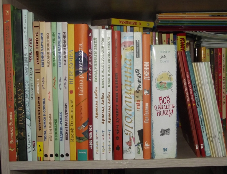 Книжная полочка. Про ребят и про зверят.