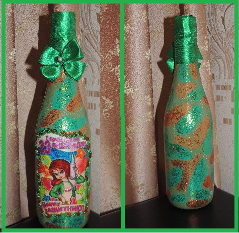 Красивое оформление бутылок на праздники