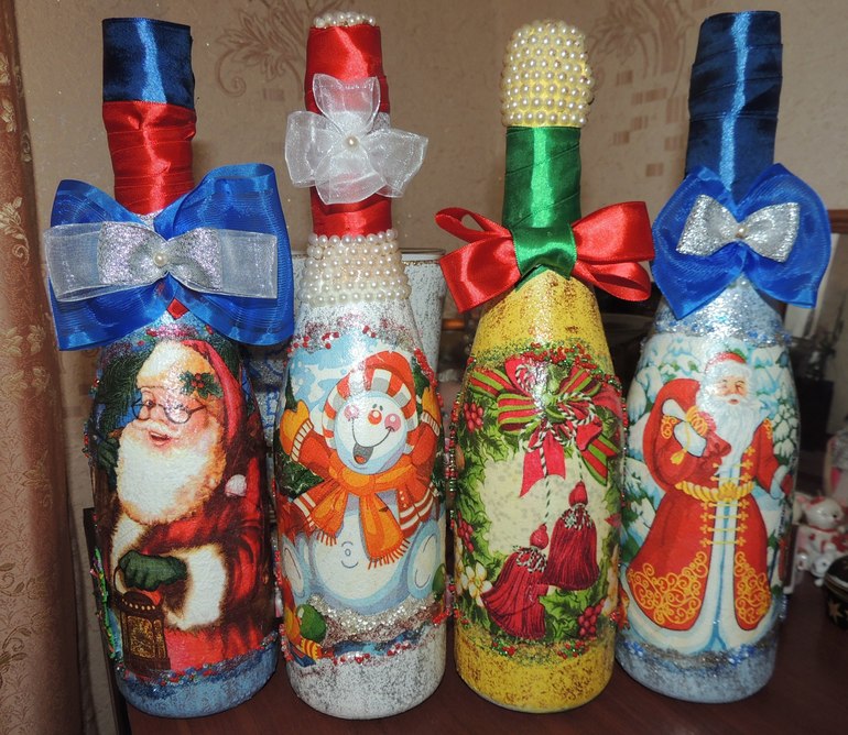 Красивое оформление бутылок на праздники