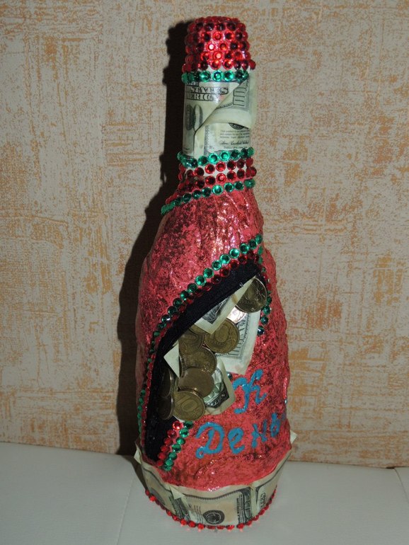 Красивое оформление бутылок на праздники