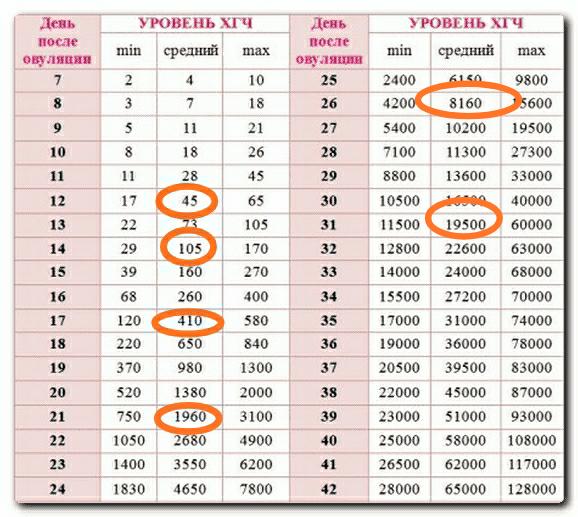 Уровень ХГЧ по дням от зачатия: таблица по …