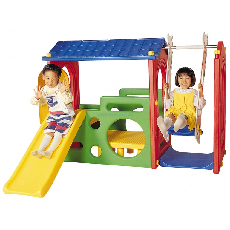Игровой комплекс Haenim Toy - домик с горкой и качели б/у в хор. состоянии