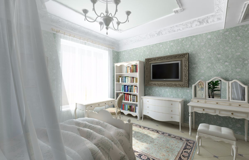 в углу полка книжная откр.