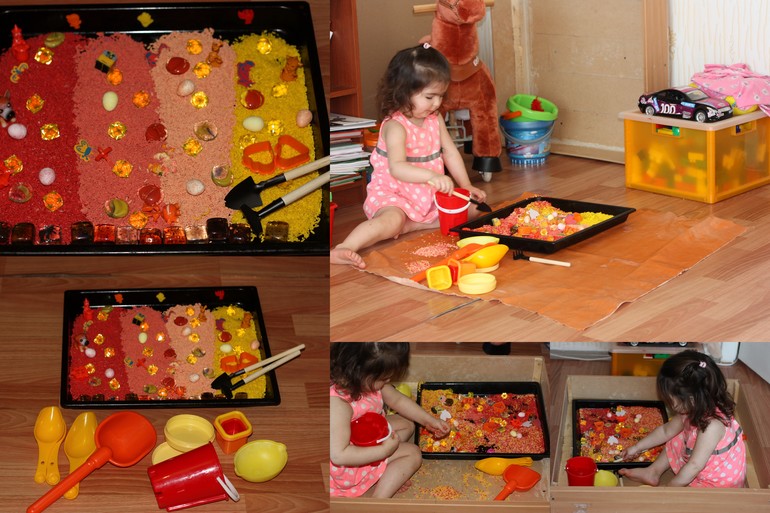 Сенсорная коробка в тёплых тонах