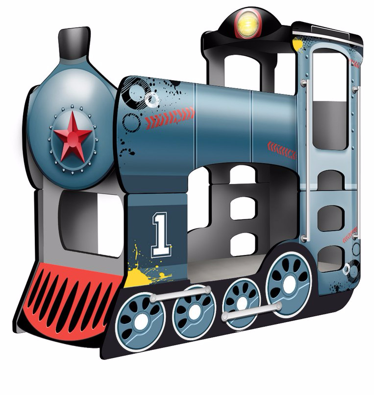 Двухъярусная кровать - Паровоз "DreamTrain" синий Верхнее спальное место 80*190 см, нижнее - 80*190 см. Общий размер 85*215*215 см  Цена 31 500 руб.