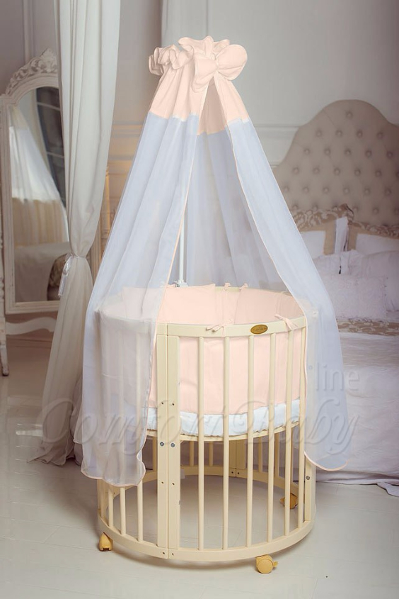 КРОВАТКА- ТРАНСФОРМЕР "COMFORT BABY" .Цена: 25 000 руб.  ХАРАКТЕРИСТИКИ:  возраст детей: 0-5 лет  габариты модели (Д х Ш х В): 1) колыбельки: 78*76*81 см  2) овальной кроватки: 128*76*81 cм  матрас приобретается отдельно.  максимальная нагрузка: 120 кг  Материал: изготавливается только из настоящего массива бука высшего сорта.  сборка: кровать в разобранном виде, простота сборки, инструкция по сборке на русском языке  продукция сертифицирована  производство: Россия  гарантия: 2 года   Дополнительные характеристики: 4 положения по высоте (расстояние положения дна от пола без колес: 1см, 12см, 37см, 57см; расстояние между отверстиями снизу-наверх: 12см, 15см, 20см.); 3 прутика - съемные.  КОНМПЛЕКТАЦИЯ:  1-я ступень - круглая кроватка  2-я ступень - овальная кроватка  3-я ступень - диванчик  4-я ступень - манеж  5-я и 6-я ступени - 2 кресла и столик  7-я ступень - пеленальный столик  ДОПОЛНИТЕЛЬНЫЕ ОПЦИИ:  Комплект постельный "Classic" +6950 руб.  Комплект постельный "Colorit" + 11990 руб.  Фирменный держатель для балдахина +790 руб.  Комплект цельных матрасов " Холкон"/ "Кокос" (круглый+овальный) +8490 руб  Маятник "ComfortBaby Pendulum" 2 в 1+6990 руб.
