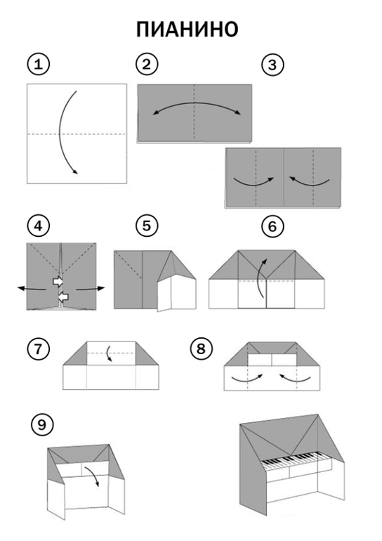 Урок-схема оригами кресло из бумаги
