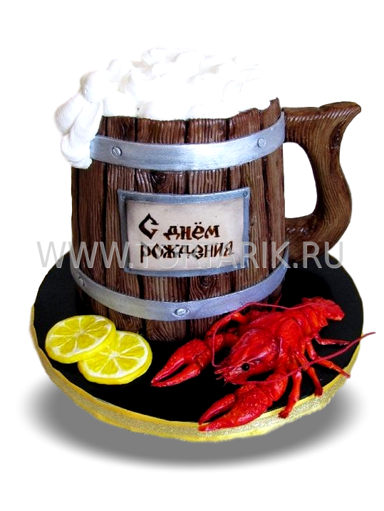 Торт с кружкой пива и раками фото