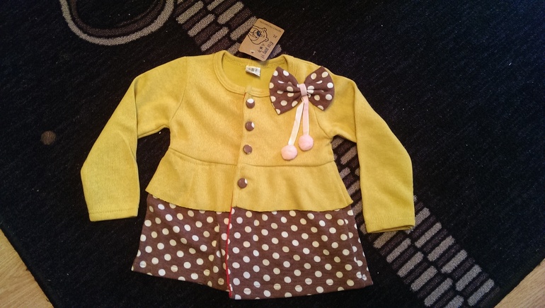 В наличии !!! Красивое платье на пуговичках с бантиком (песочного цвета) - 420руб.