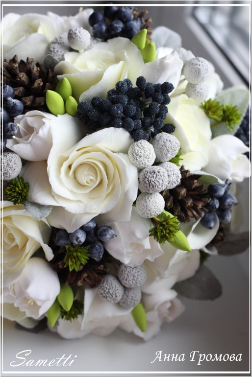 Букет из глины для зимней свадьбы и прочие аксессуары