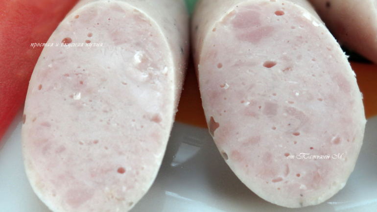 Сосиски детские белые из мяса птиц