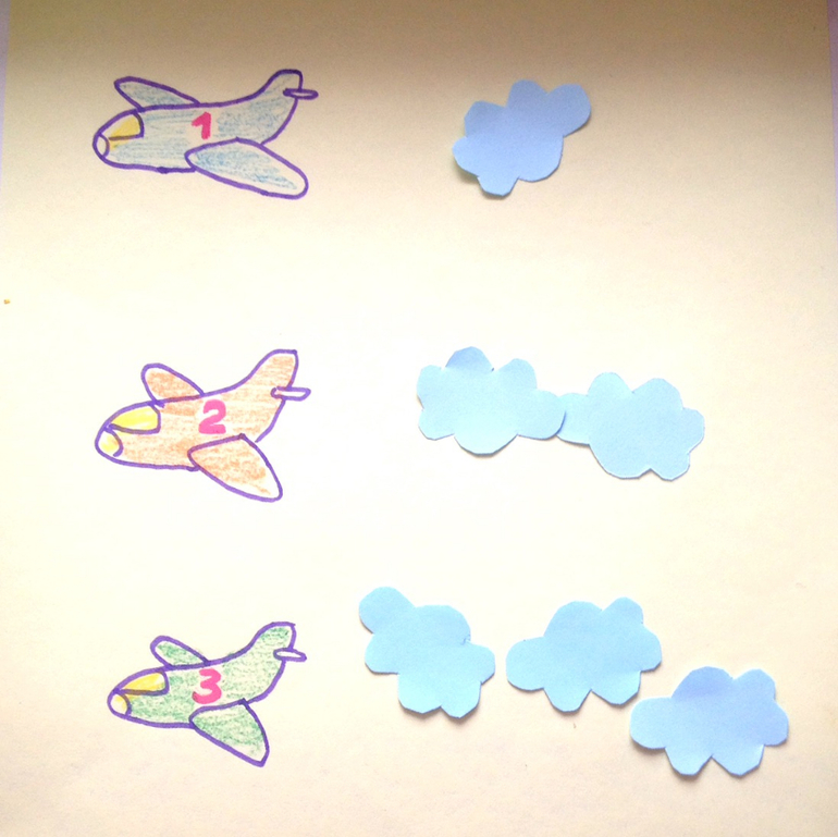 Рисование самолеты летят облаках средней группы