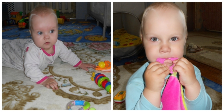 Совместные игры Артёма и Полины 1,7 и 7 м.