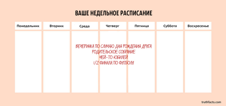 График дня на среду