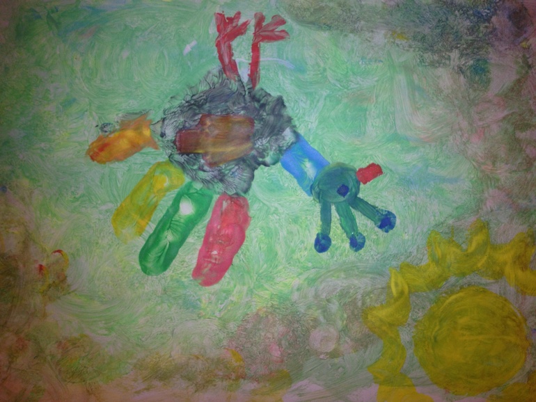 Новогодний календарь детскими ладошками