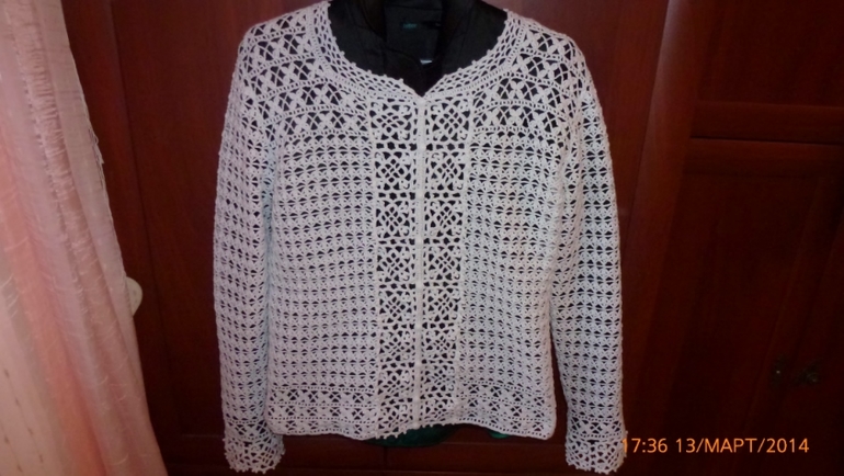 ажурный жакет с планкой из мотивов