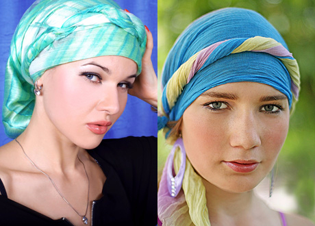 Как красиво завязать платок на голове лысой женщине