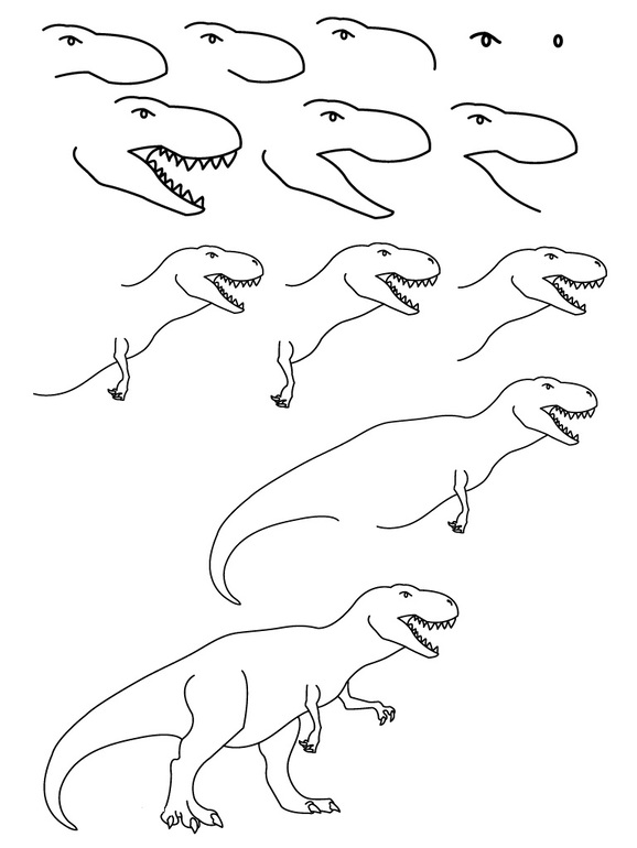 Как нарисовать динозавров