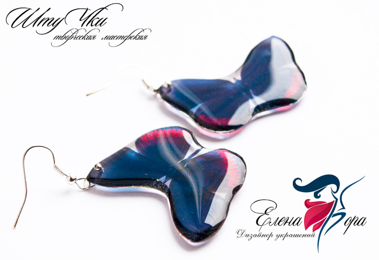 бабочки серьги
