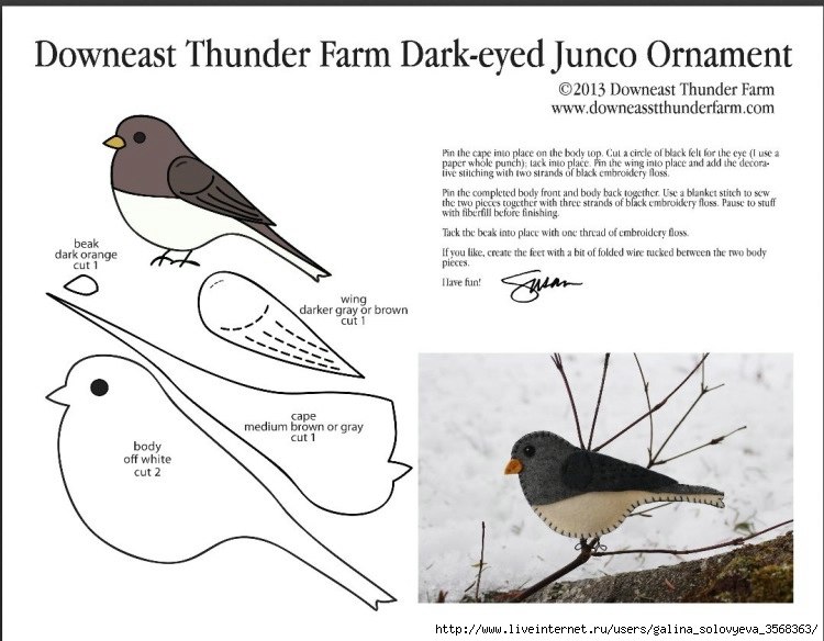 Из фетра птицы своими руками схемы шаблоны