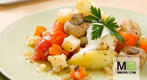 Макароны с грибами и орехами